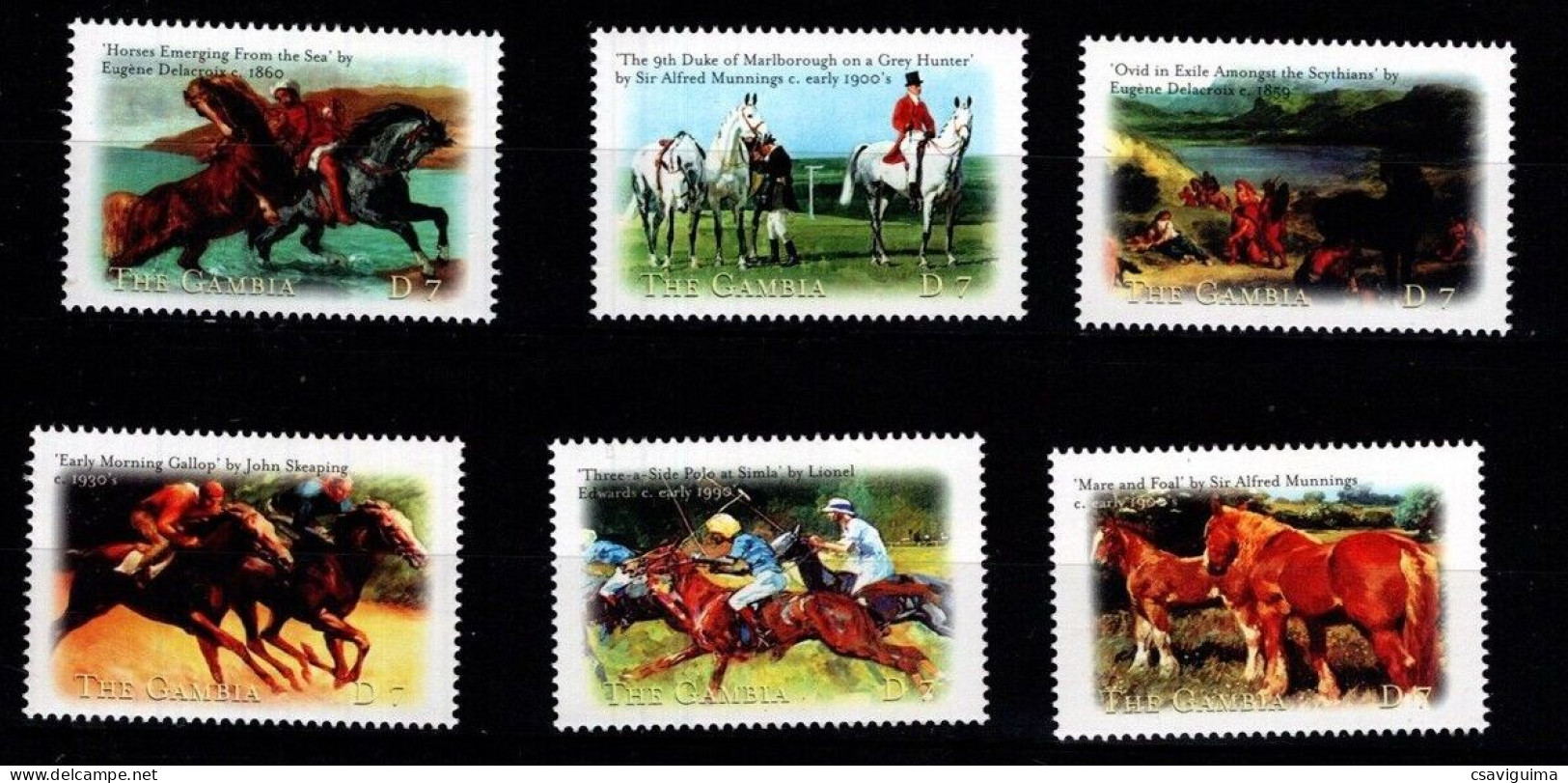 Gambia - 2000 - The Horse In Art - Yv 3385AB/AG (from Sheet) - Chevaux