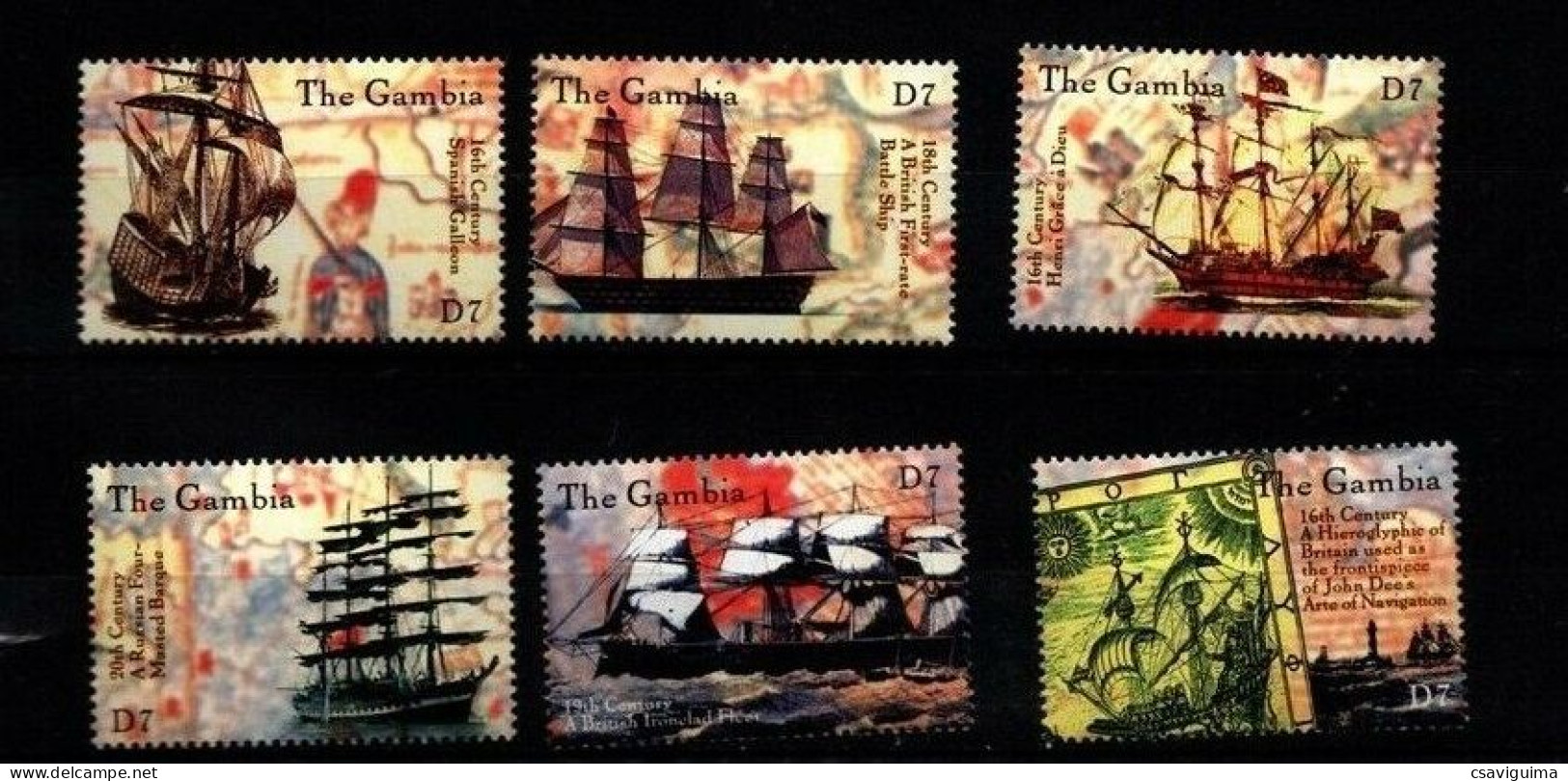 Gambia - 2000 - Ships - Yv 3374/79 (from Sheet) - Boten