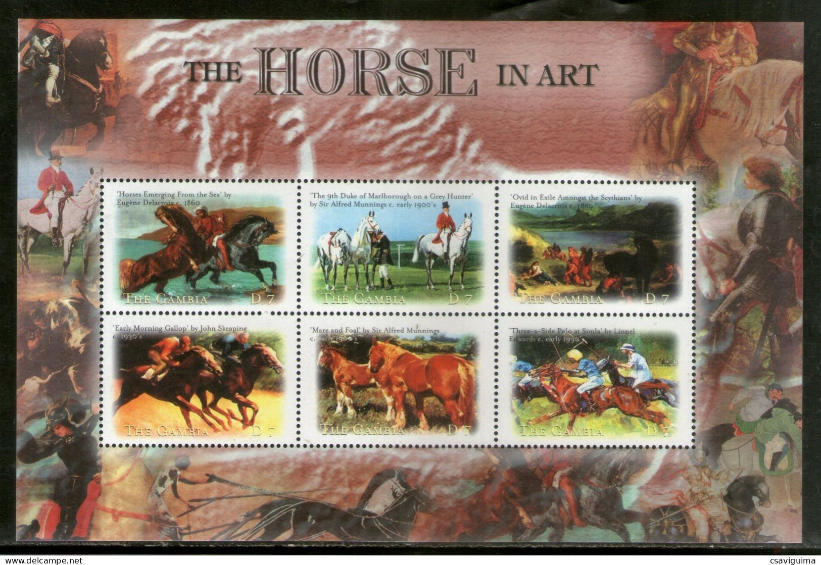 Gambia - 2000 - The Horse In Art - Yv 3385AB/AG - Pferde
