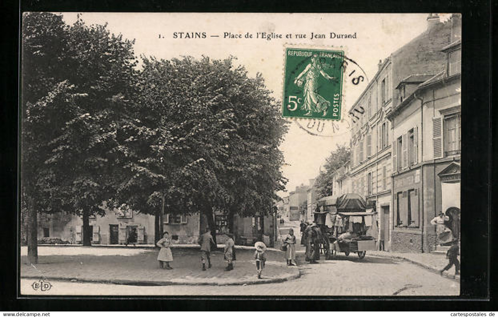 CPA Stains, Place De L`Eglise Et Rue Jean Durand  - Otros & Sin Clasificación