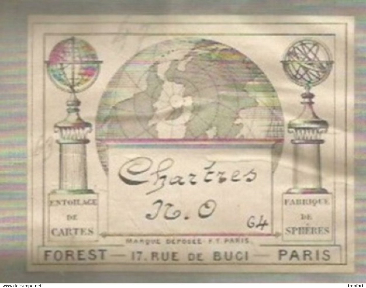FF / SUPERBE CARTE Ancienne ENTOILEE  Géographique CHARTRES N/ O  0,66 X 0,44 M Dépliée - Landkarten