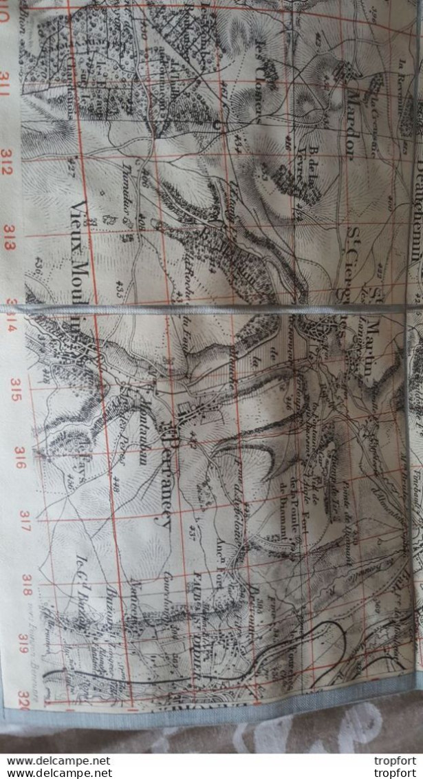 FF  SUPERBE CARTE ancienne ENTOILEE  CHATILLON SUR SEINE N/E 0,66 X 0,44 Cm dépliée