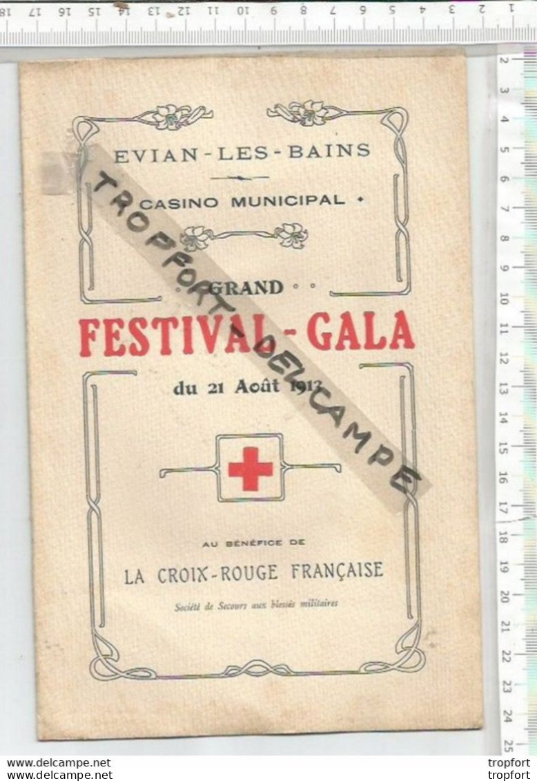 FF / PROGRAMME Concert EVIAN LES BAINS 1913  CASINO MUNICIPAL FESTIVAL GALA MUSIQUE - Programmi