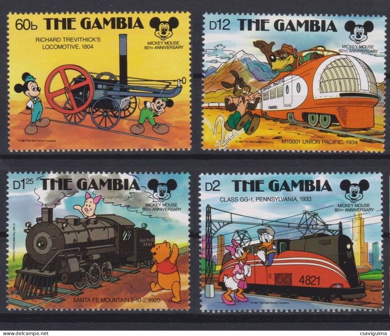 Gambia - 1987 - Disney: Trains - Yv 686/89 - Disney