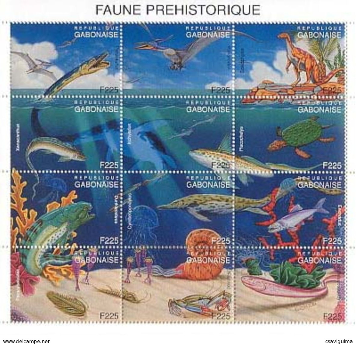 Gabon - 1995 - Fauna Prehistoric - Yv 818/29 - Prehistorisch