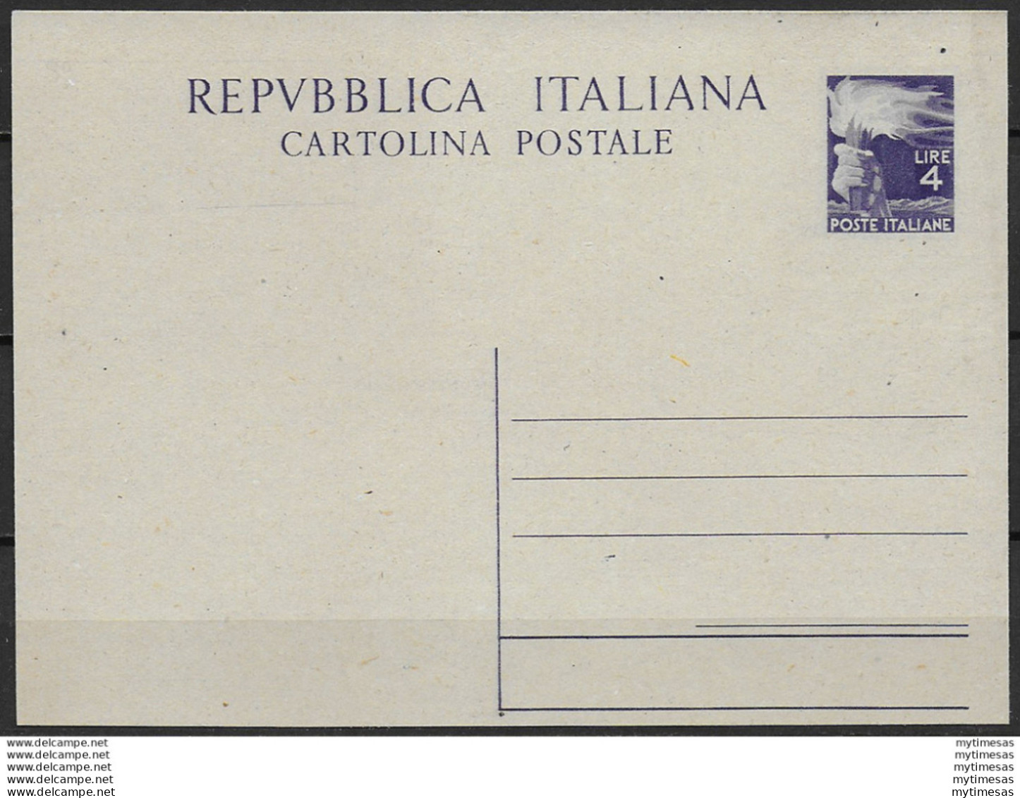 1947 Italia Cartolina Postale Lire 4  Fil. N. C133 - Postwaardestukken