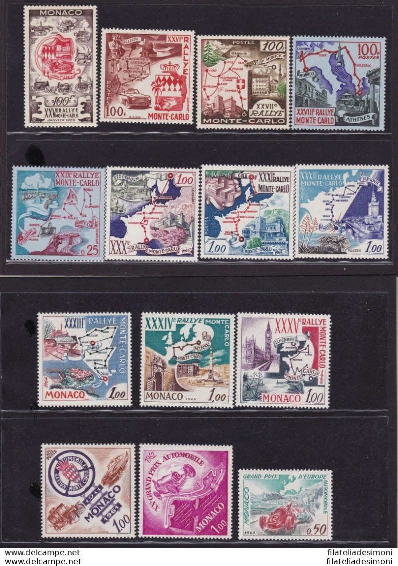 1955-66 MONACO, Giro Del Rallye Di Montecarlo  14 Valori MNH ** - Other & Unclassified