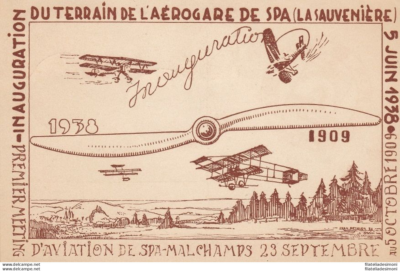 1938 BELGIO ,  Giornata Dell'Aviazione A Spa - Primo Volo Spa-Bruxelles - Andere & Zonder Classificatie