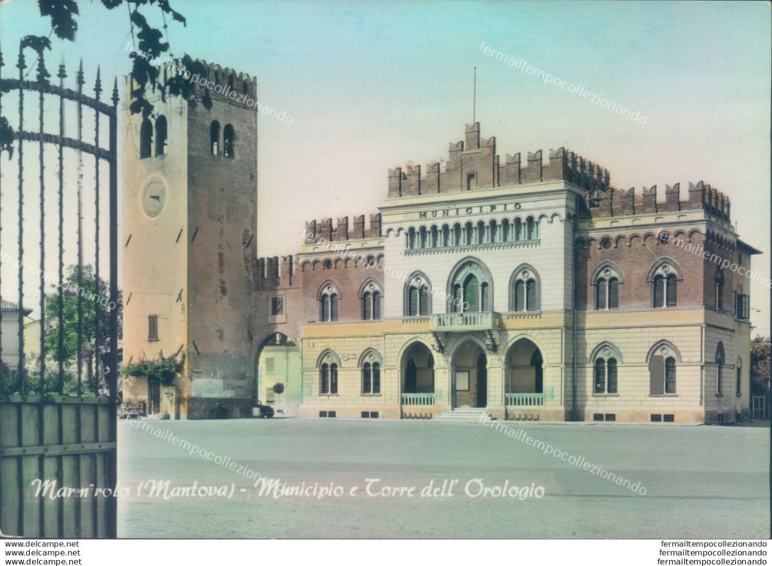 P436 Cartolina Marmirolo Municipio E Torre Dell'orologio Provincia Di Mantova - Mantova