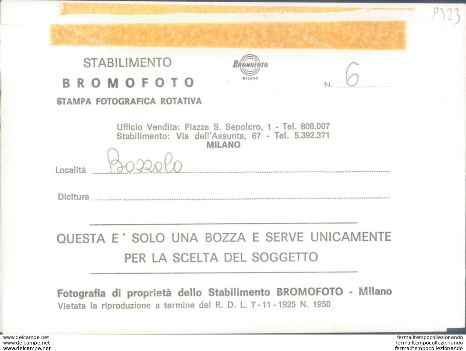 P323 Bozza Fotografica Bozzolo  Provincia Di Mantova - Mantova
