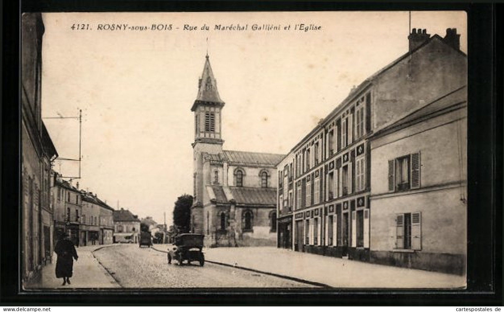 CPA Rosny-sous-Bois, Rue Du Maréchal Gallieni Et L`Eglise  - Rosny Sous Bois