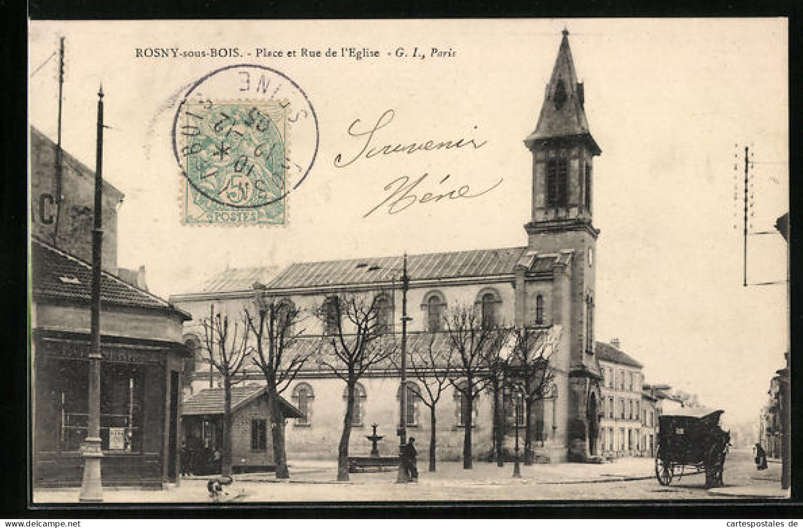 CPA Rosny-sous-Bois, Place Et Rue De L`Eglise  - Rosny Sous Bois