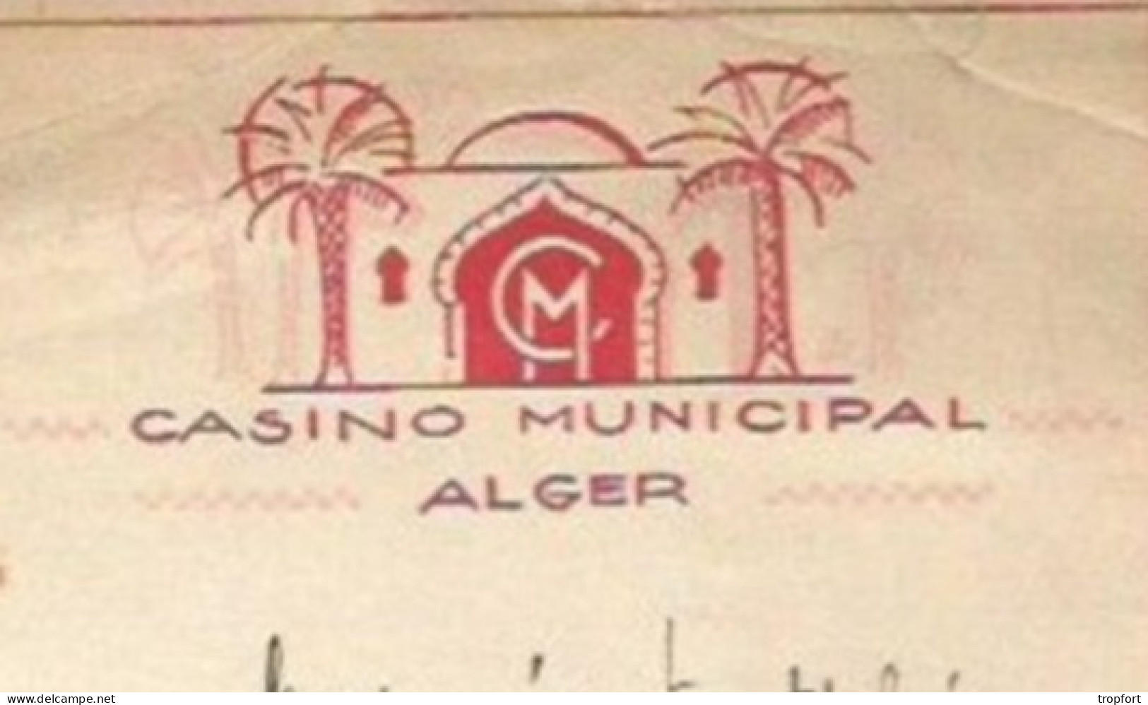 PG / PETIT MENU Ancien  CASINO MUNICIPAL D'ALGER  ALGERIE - Menus