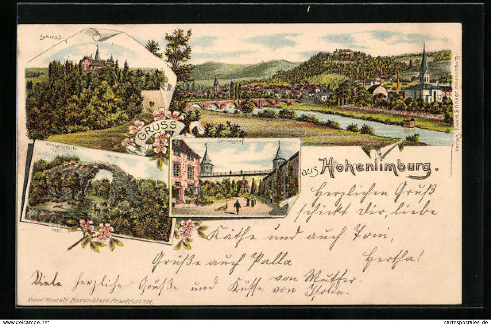 Lithographie Hohenlimburg, Schloss, Schlosshof, Hünnenpforte  - Autres & Non Classés