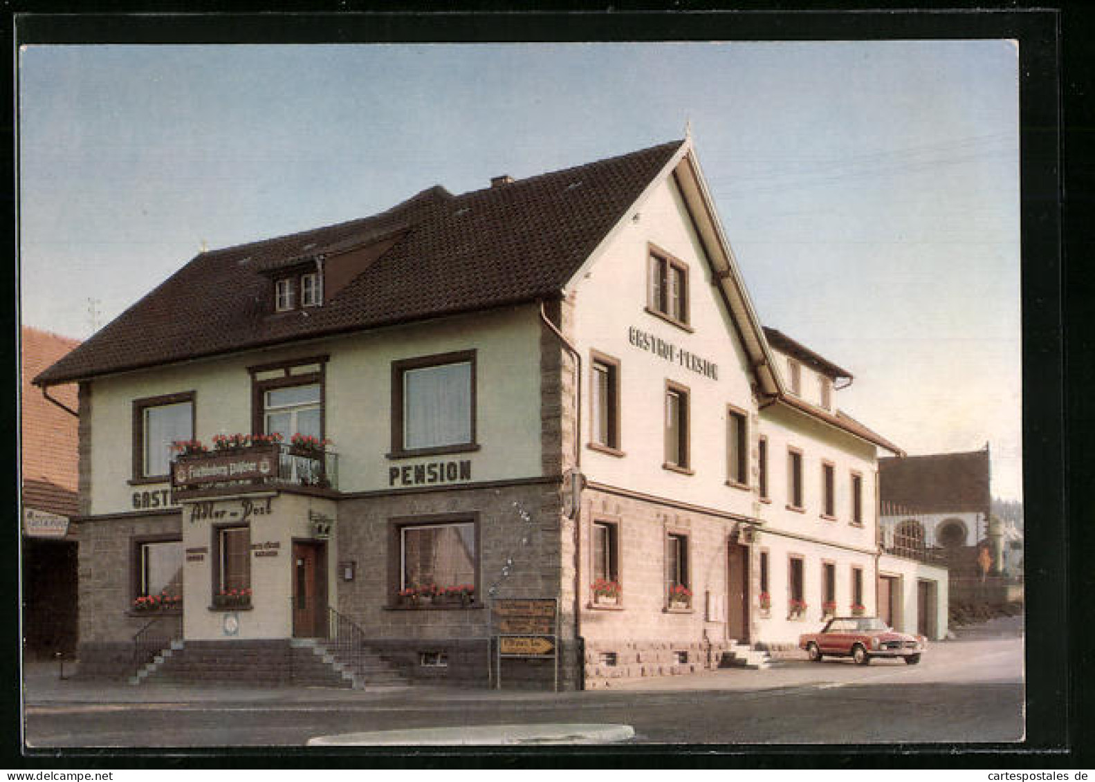 AK Blumberg-Zollhaus /Baden, Gasthof-Pension Adler-Post Mit Strassenpartie  - Baden-Baden