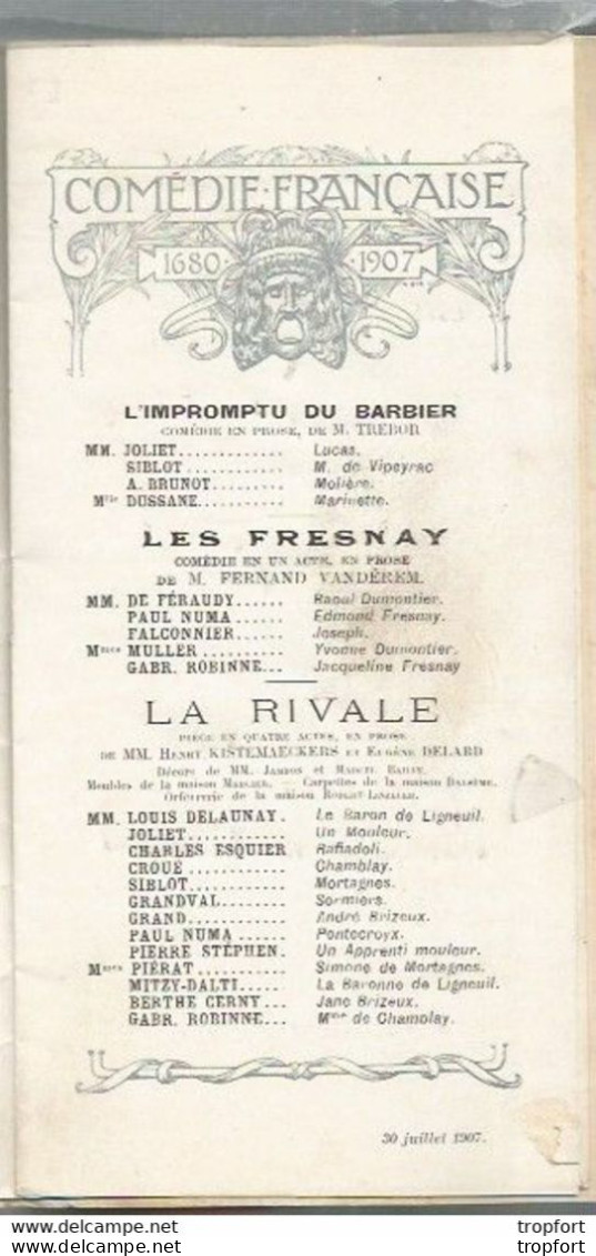 PG / Old French Theater Program Cover MUCHA 1907/ Programme théâtre Couverture MUCHA // ROBINNE