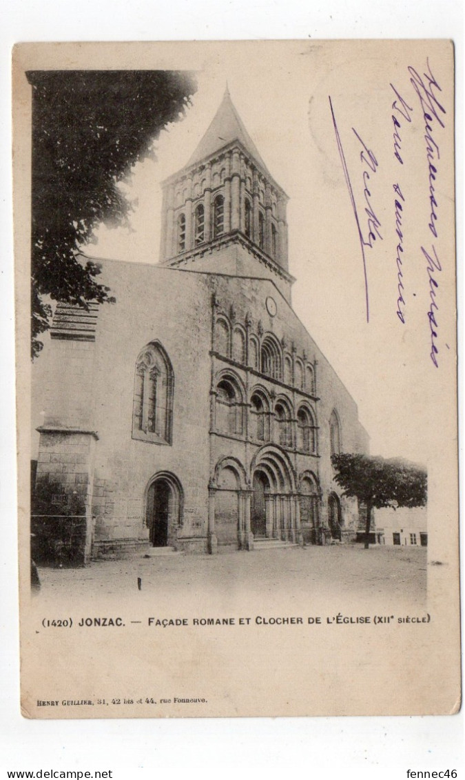 17 - JONZAC - Façade Romane Et Clocher De L'Eglise (XIIe Siècle) - 1905 (K94) - Jonzac