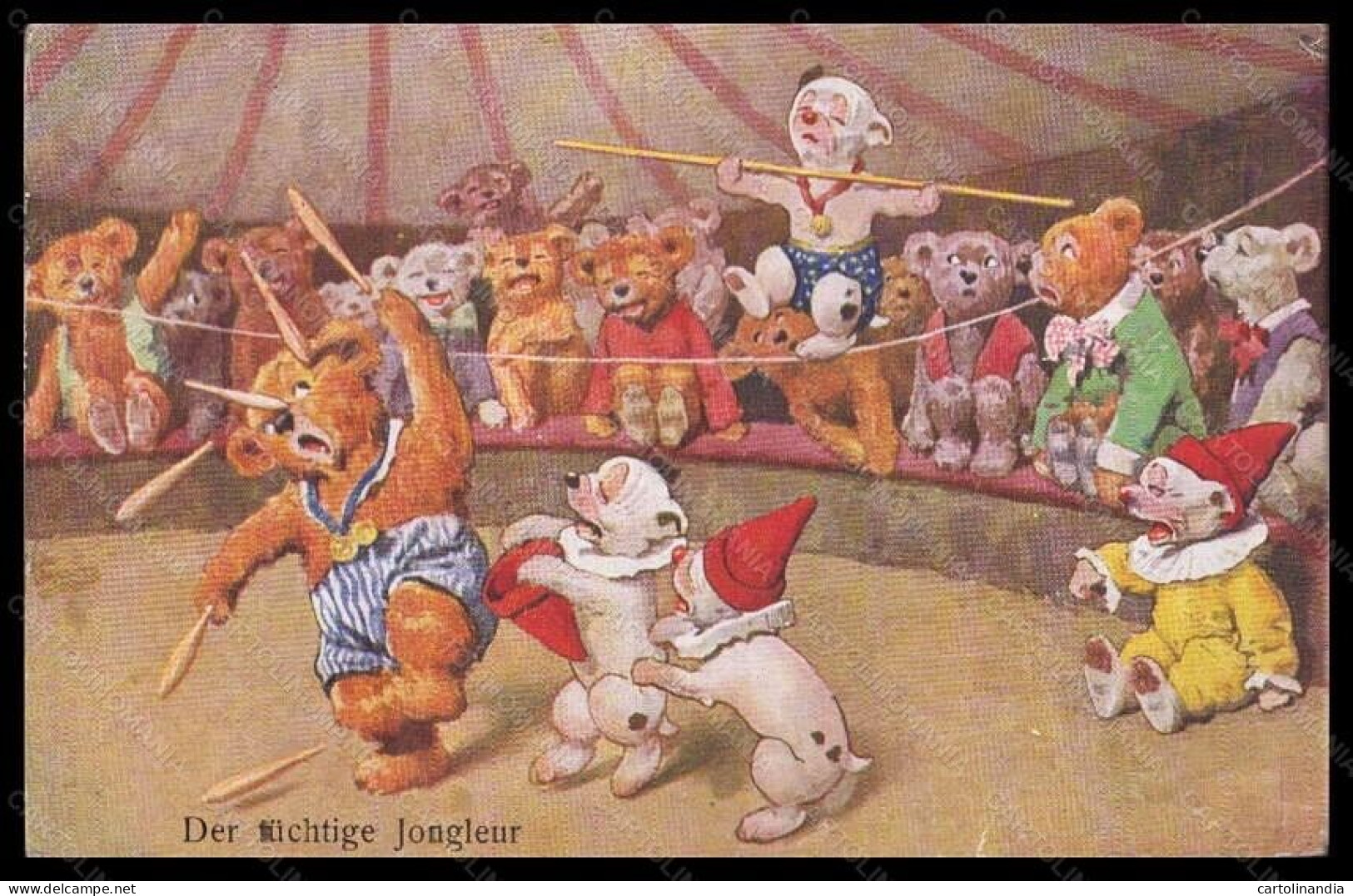 Artist Signed K. Feiertag ? Dressed Bear Bonzo Dog Circus BKWI 79-2 Pc VK6121 - Autres & Non Classés