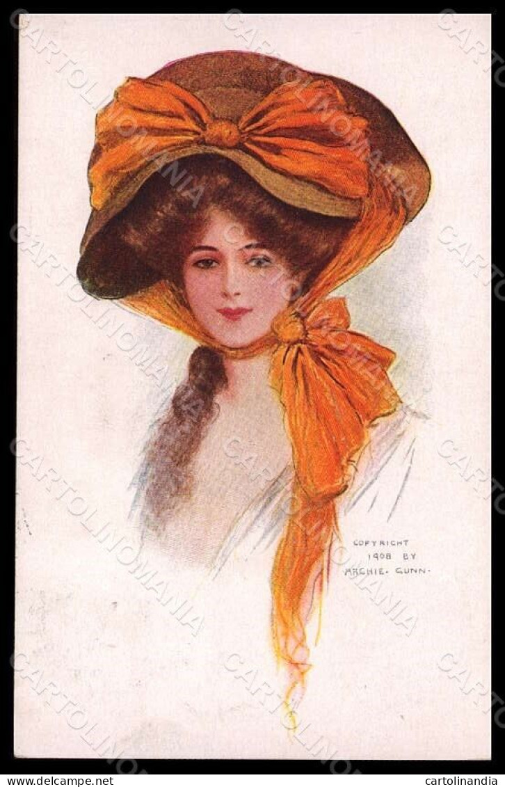 Artist Signed A. Gunn Fashion Lady Mode Hat American Beauty WRINLE Pc VK6808 - Autres & Non Classés