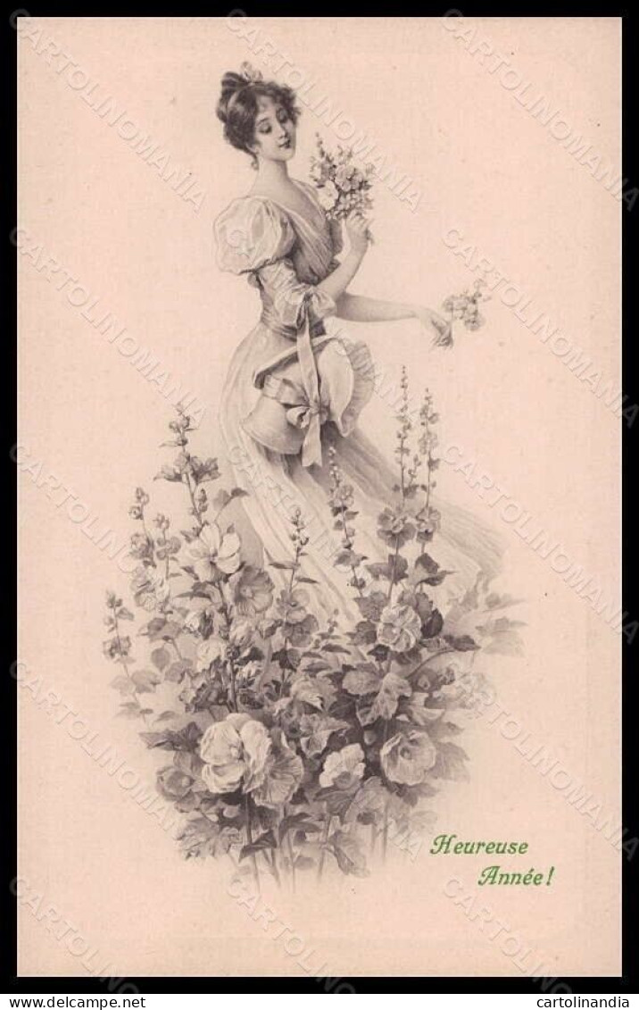 Artist Signed Lady Flowers Viennoise MM Vienne Serie 398 Postcard VK5672 - Autres & Non Classés