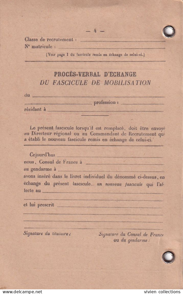 Poitiers (85) Fascicule De Mobilisation 1944 Rollet Charron Forgeron Résidant à Argenton (36) Classe De Recrutement 1945 - 2. Weltkrieg 1939-1945