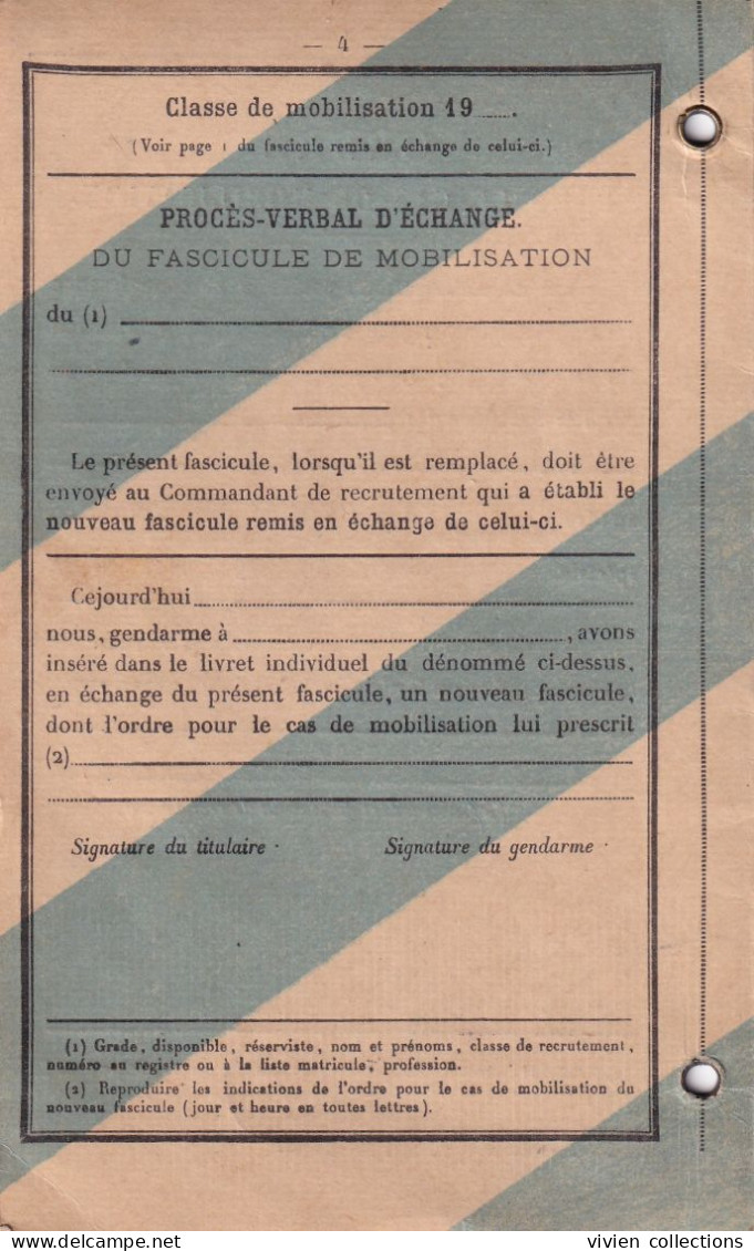 Paris Fascicule De Mobilisation 1939 Compagnie Des Chemins De Fer D'Orléans Classe De 1913 Domicilié Argenton (36) - 2. Weltkrieg 1939-1945