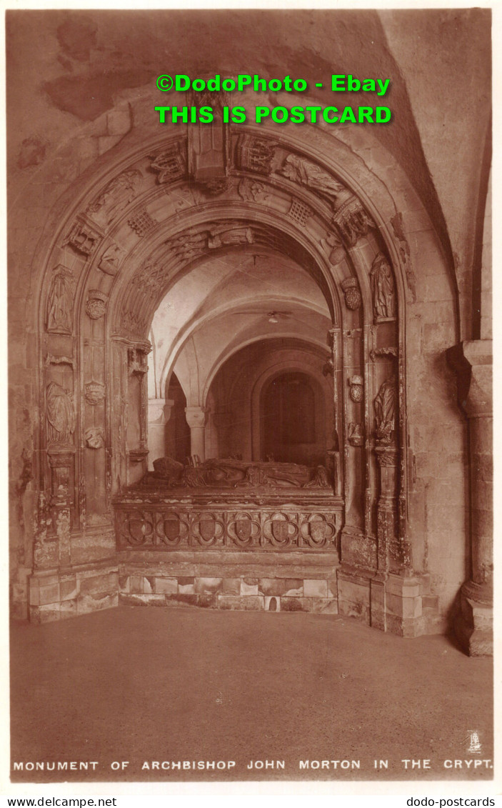 R432836 Monument Of Archbishop John Morton In The Crypt. Canterbury Cathedral. S - Monde