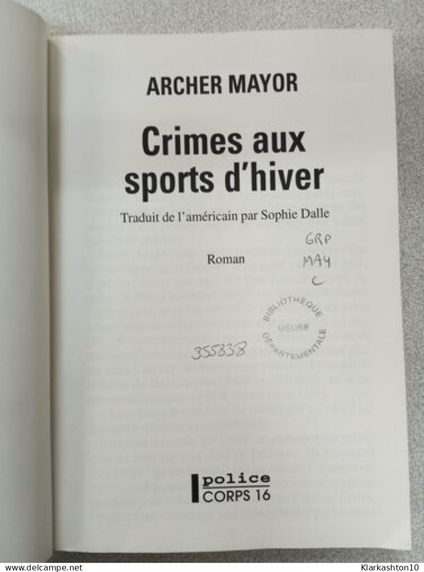 Crimes Aux Sports D'hiver - Otros & Sin Clasificación