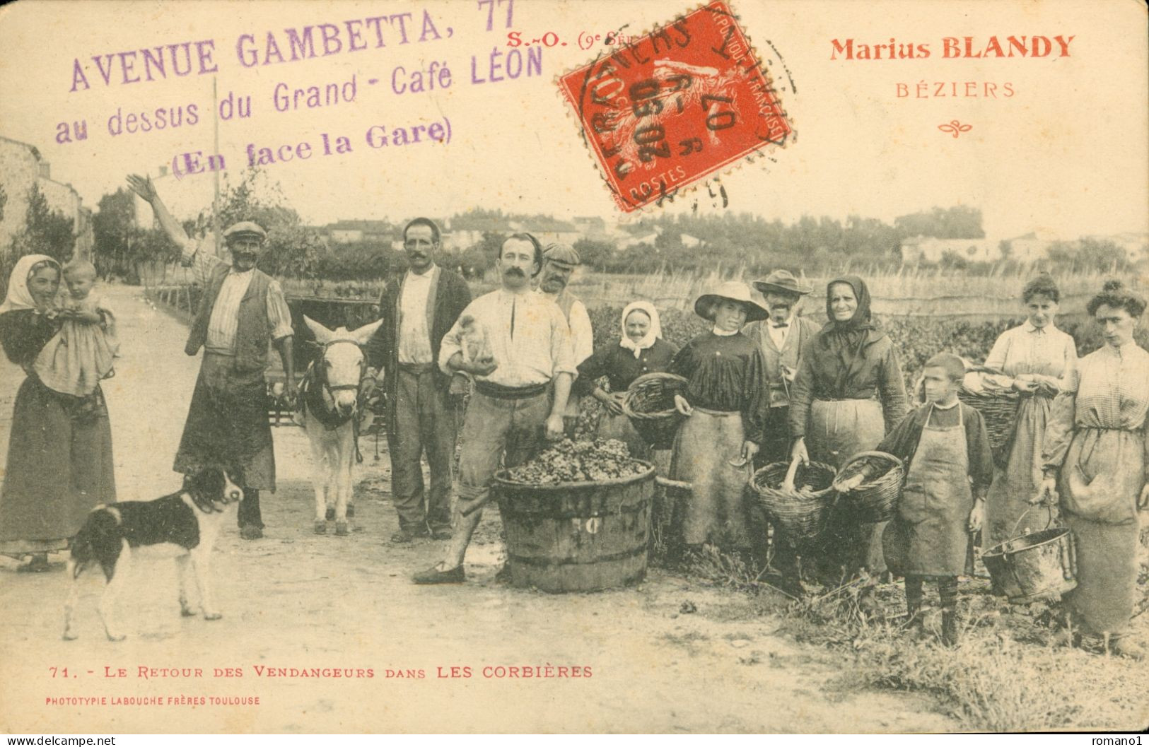 34)     BEZIERS  - Marius BLANDY  -  Le Retour Des Vendangeurs Dans Les Corbières - Beziers