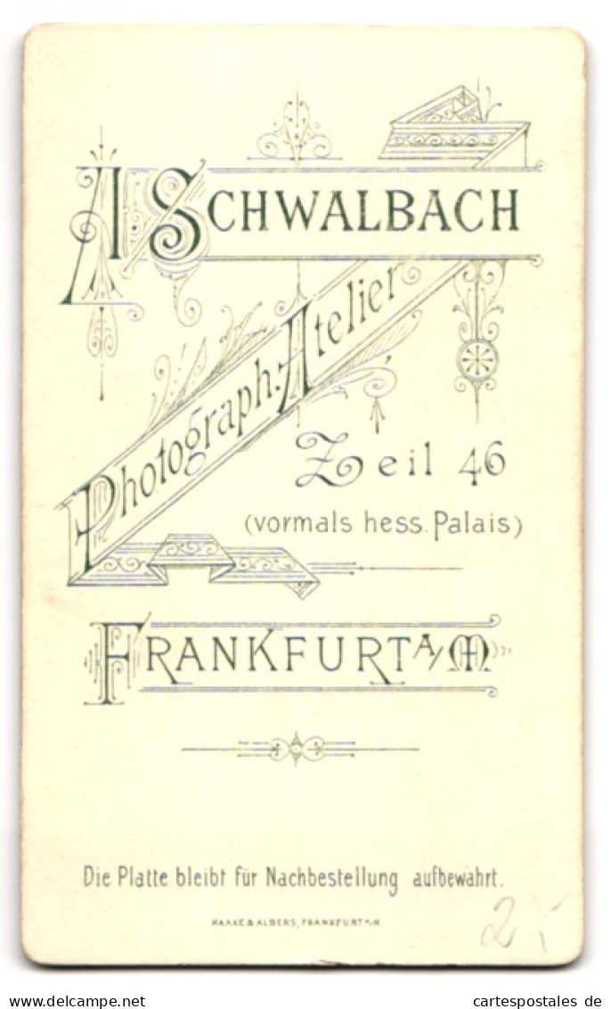 Fotografie A. Schwalbach, Frankfurt /Main, Eschenheimerlandstrasse 5, Profilansicht Einer Frau Mit Hochsteckfrisur  - Personnes Anonymes