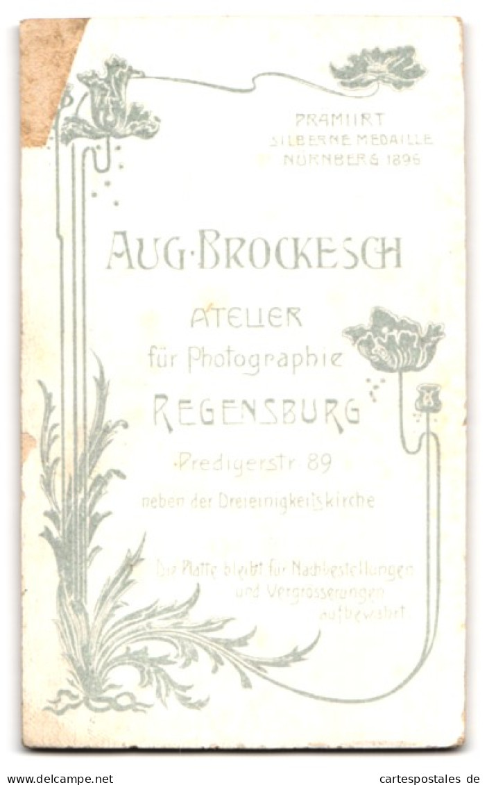 Fotografie Aug. Brokesch, Regensburg, Predigerstr. 89, Portrait Junger Herr Trägt Anzug Mit Krawatte  - Anonymous Persons