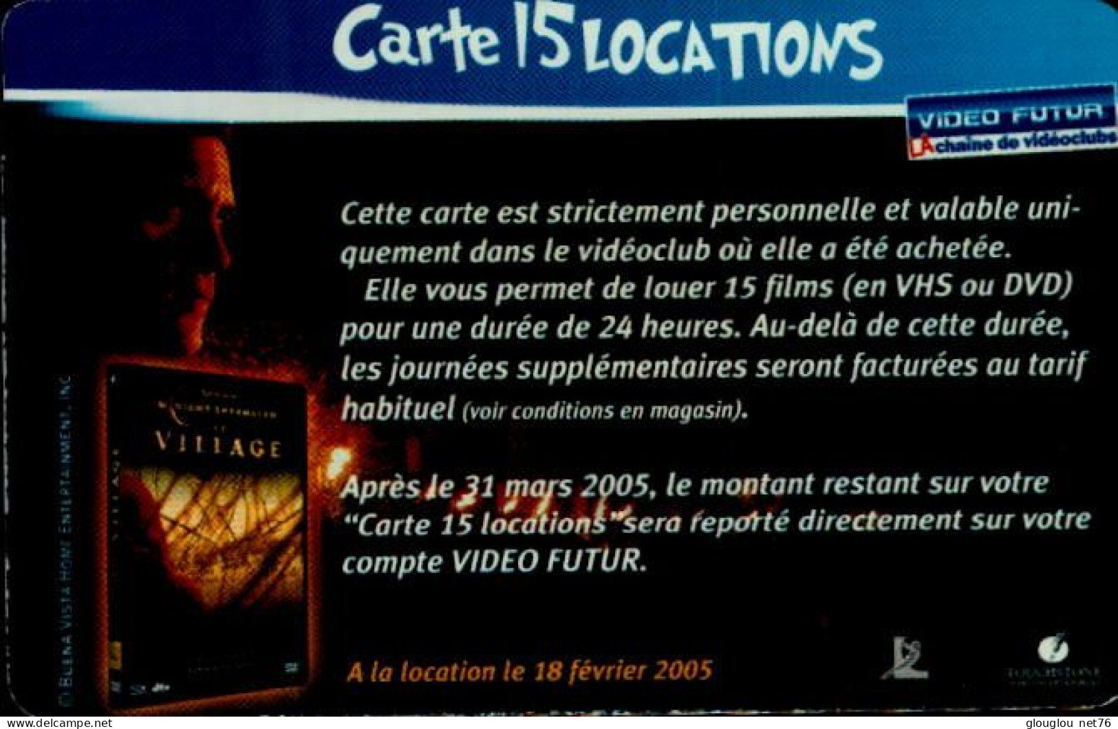 VIDEO FUTUR..  CARTE 15 LOCATIONS. - Suscripción