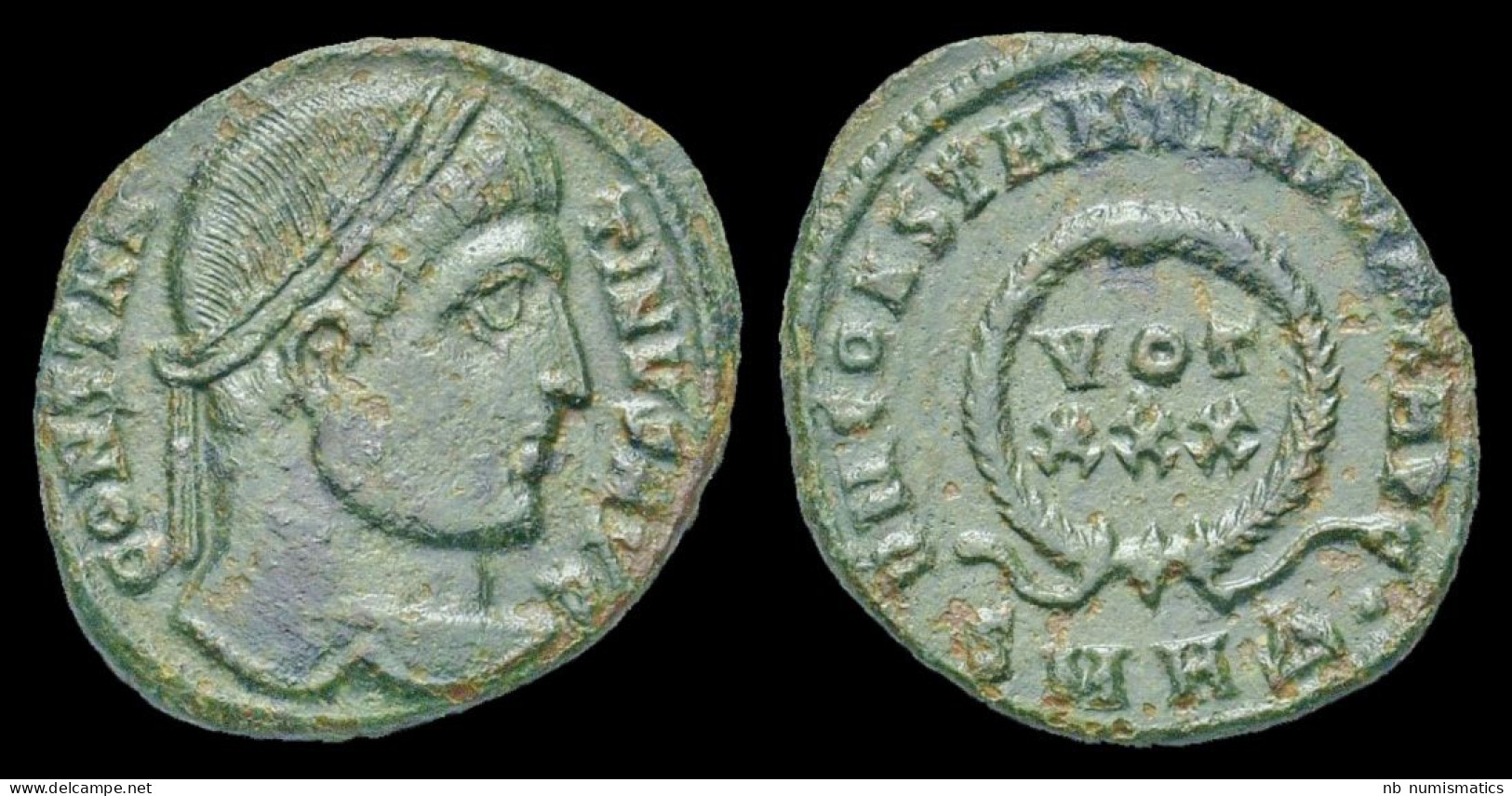 Constantine I AE Follis Laurel Wreath - The Christian Empire (307 AD Tot 363 AD)