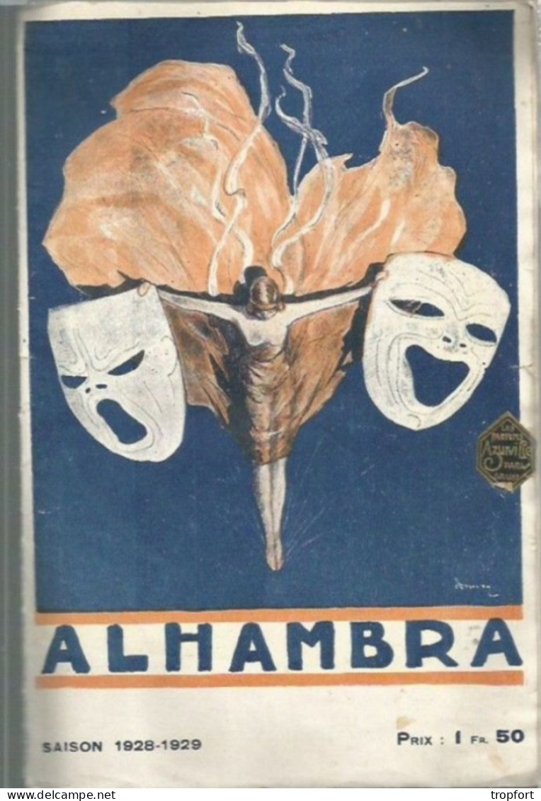 PG / VINTAGE / Rare SUPERBE PROGRAMME ALHAMBRA ALGER 1928  DEDE // Tatya CHAUVIN  ALGERIE Pub Renault Voiture - Programas