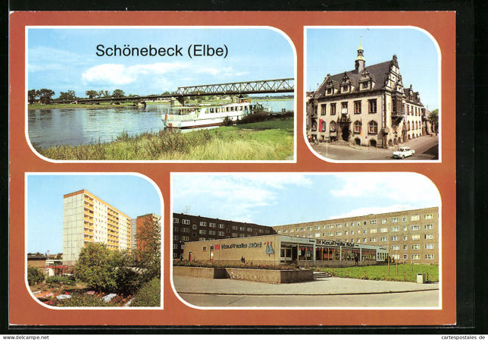 AK Schönebeck /Elbe, Ernst-Thälmann-Brücke, Rathaus, Kaufhalle Süd  - Schoenebeck (Elbe)