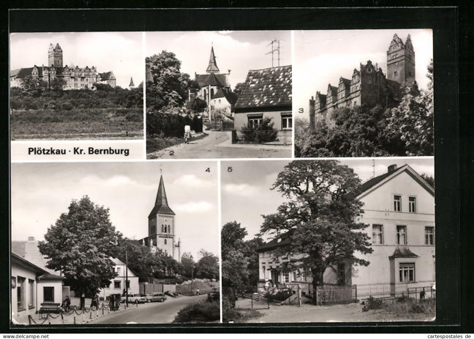 AK Plötzkau /Kr. Bernburg, Schloss, Ortsansicht, Pflegeheim  - Bernburg (Saale)