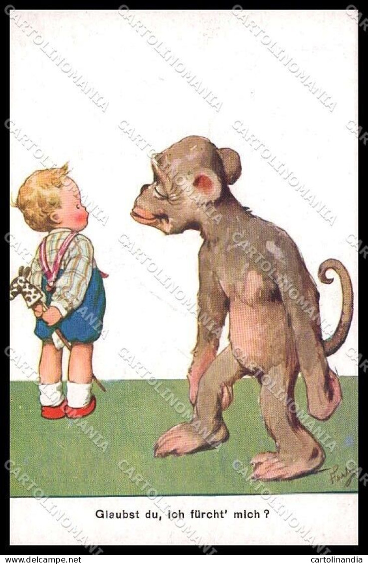 Illustratori Artist Signed Feiertag ? Boy Monkey BKWI Serie 66-1 Pc ZG6056 - Sonstige & Ohne Zuordnung