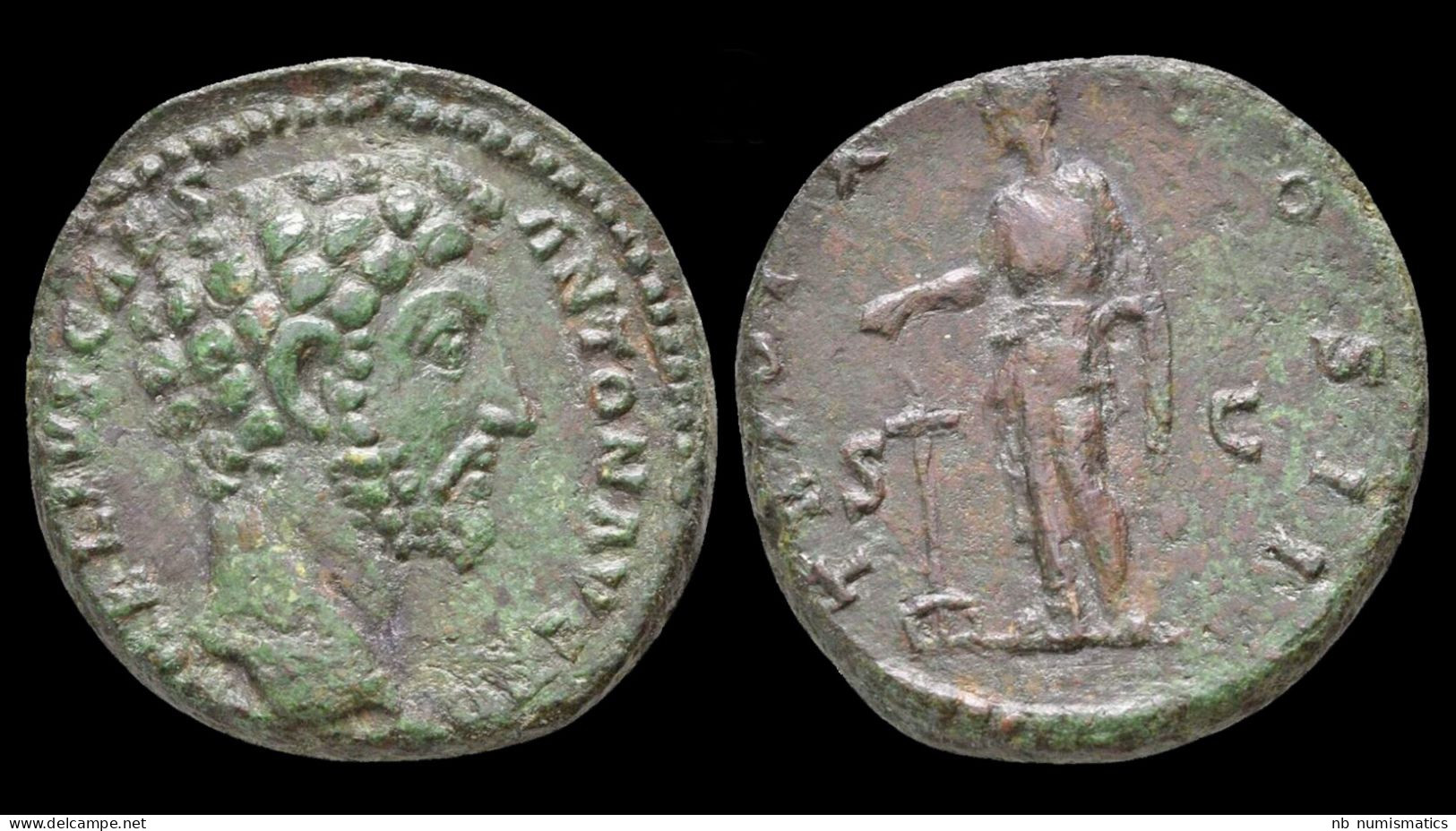 Marcus Aurelius, As Caesar AE As Pietas Standing To Left - La Dinastía Antonina (96 / 192)