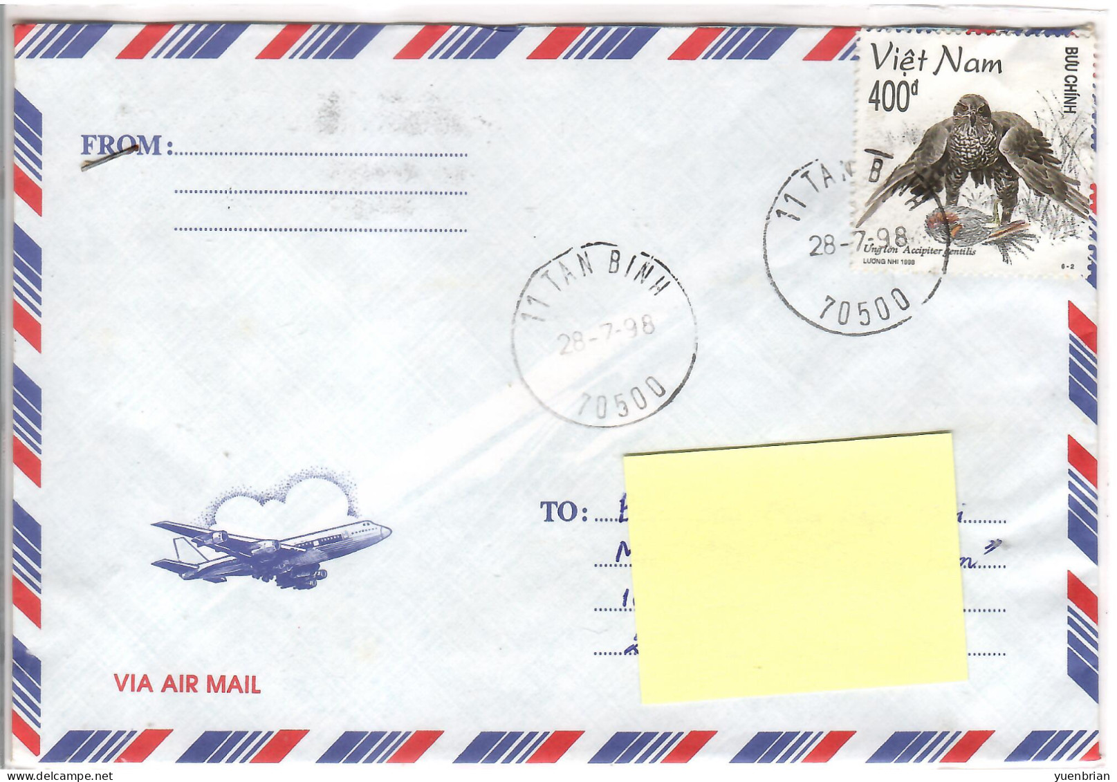 Vietnam 1998, Bird, Birds, Eagle, Circulated Cover - Aquile & Rapaci Diurni