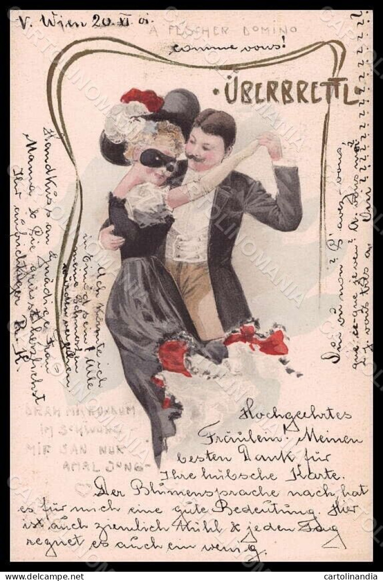 Artist Signed Lady Art Nouveau Dance Carnival Ueberbrettl Serie Z-4pc VK6874 - Autres & Non Classés