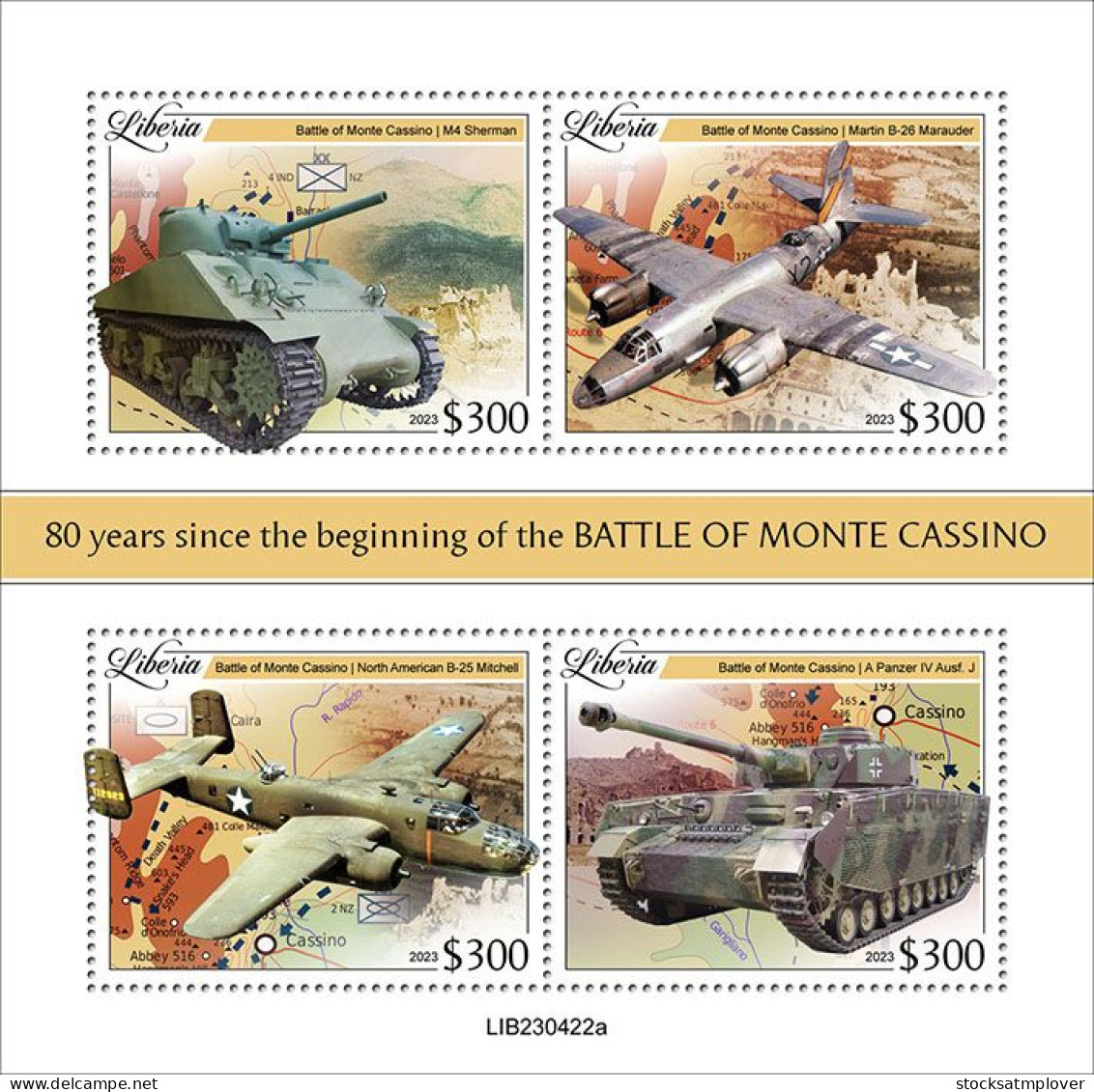 Liberia 2023 War WWII  80 Years Since The Beginning Of The Battle Of Monte Cassino S202403 - Liberia