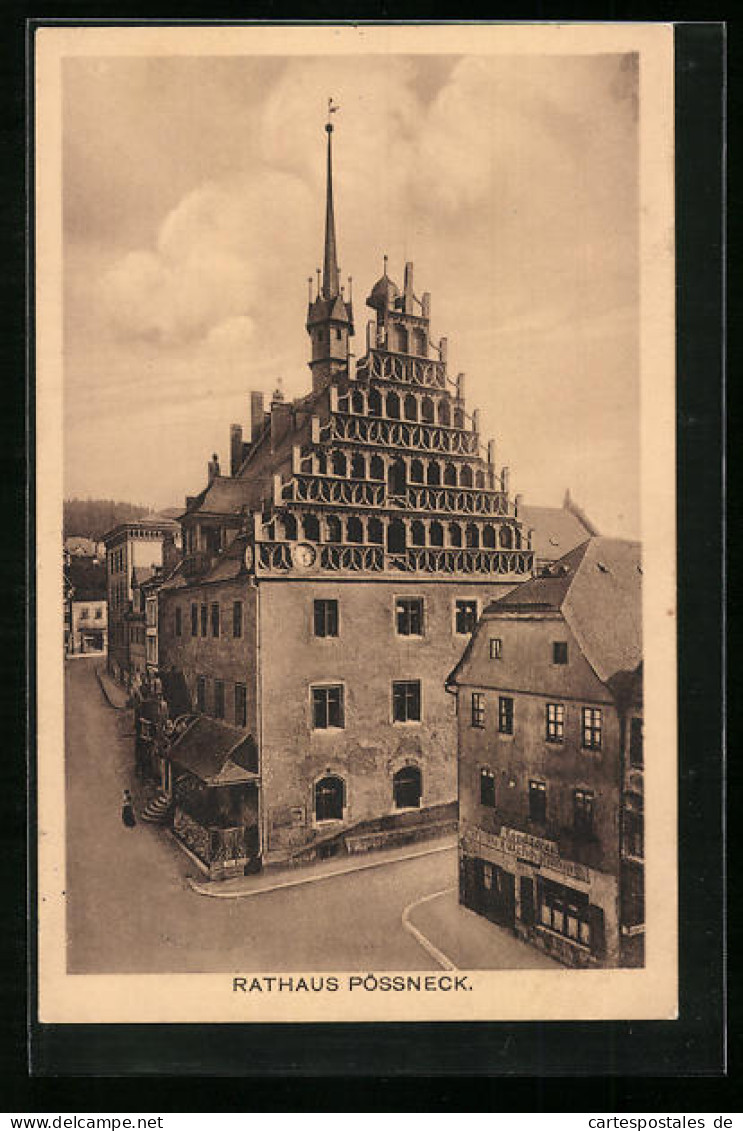 AK Pössneck, Rathaus Mit Konditorei  - Poessneck