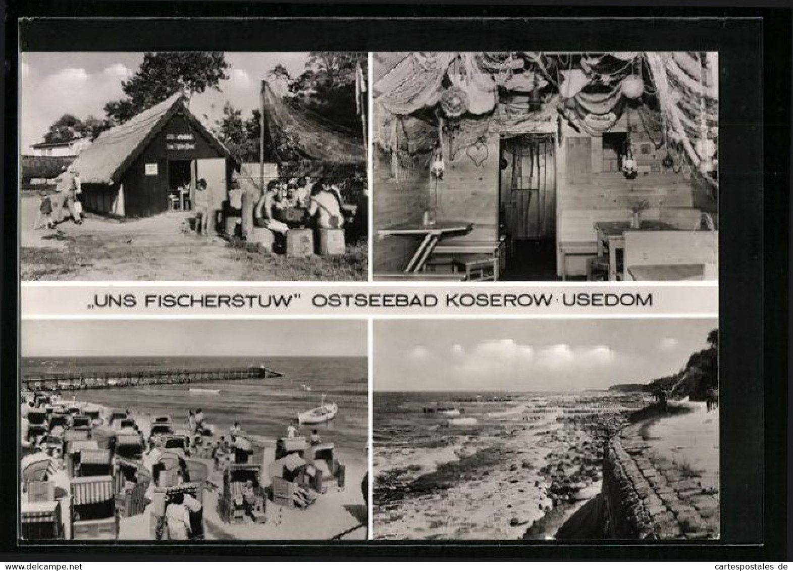 AK Koserow /Usedom, Gasthaus Uns Fischerstuw, Strand  - Usedom