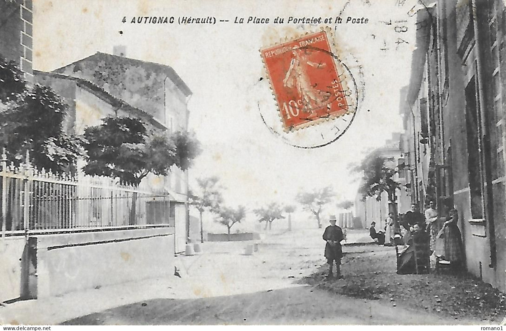 34)   AUTIGNAC - La Place Du Portalet Et La Poste - Autres & Non Classés