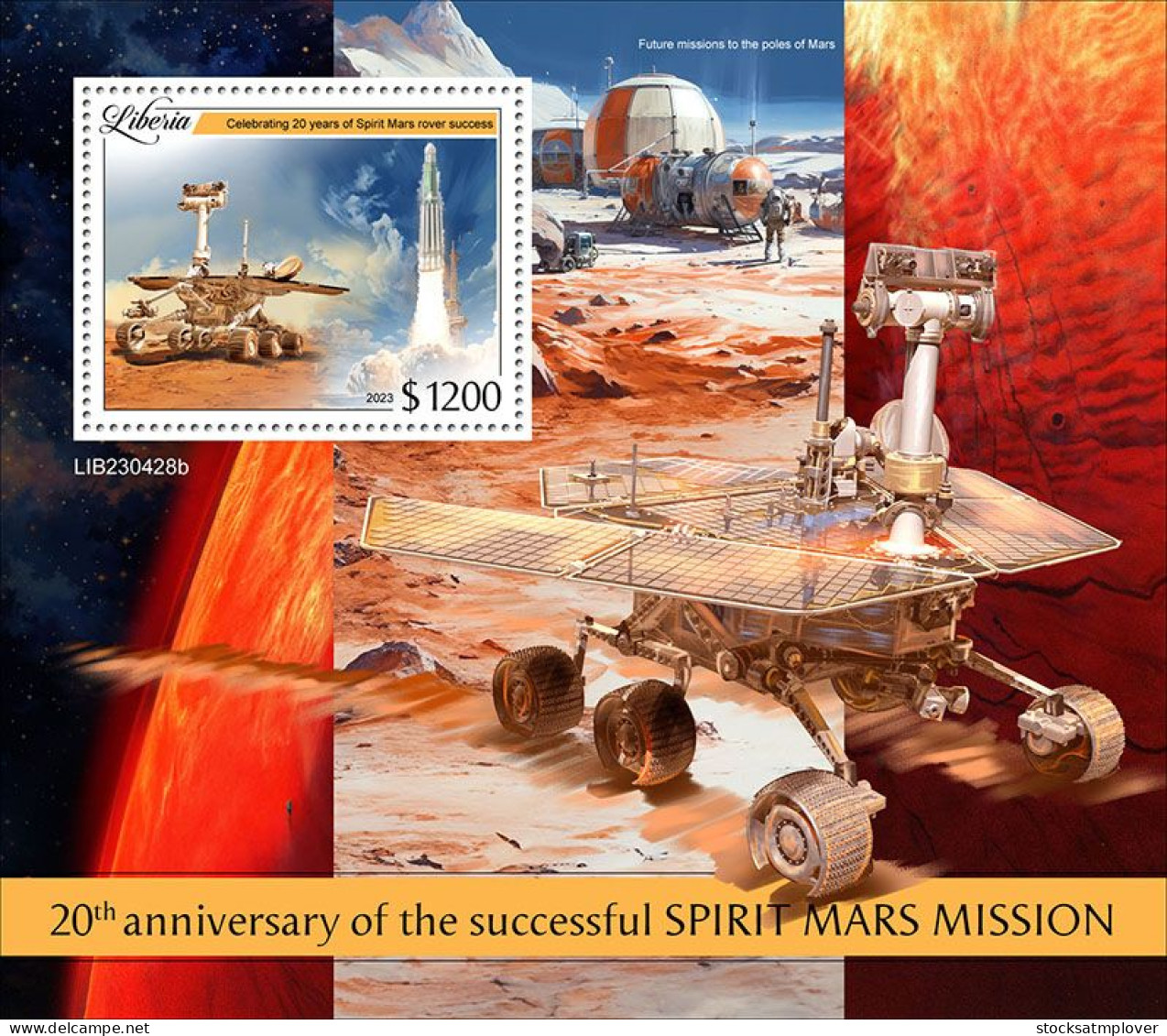 Liberia 2023 Space 20 Years Since NASA's Spirit Rover Lands On Mars S202403 - Liberia