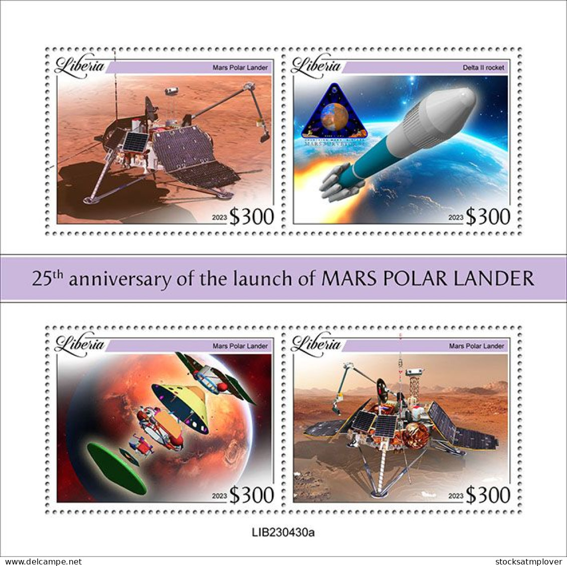 Liberia 2023 Space 25th Anniversary Of The Launch Of Mars Polar Lander. S202403 - Liberia