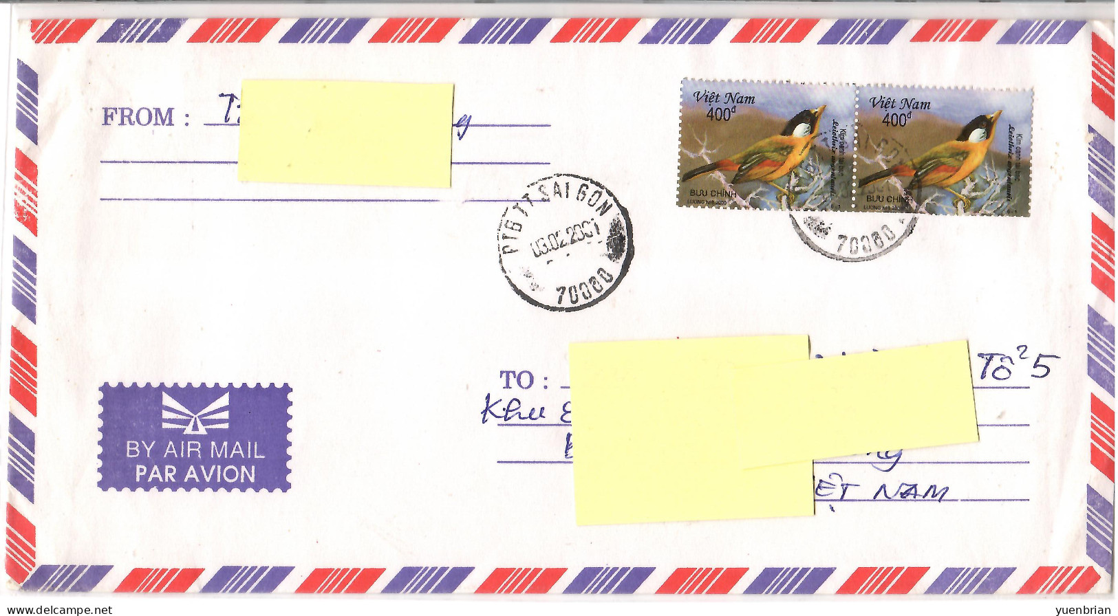 Vietnam 2001, Bird, Birds, Circulated Cover - Sonstige & Ohne Zuordnung