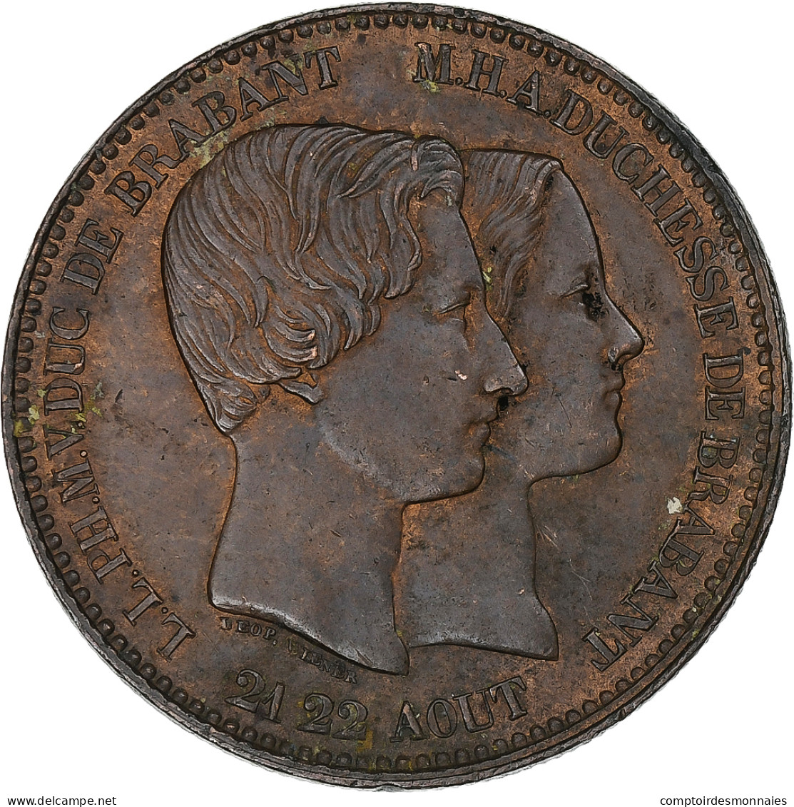 Belgique, Médaille, Léopold Ier, Mariage Du Duc De Brabant, 1853, Bronze, TTB+ - Autres & Non Classés