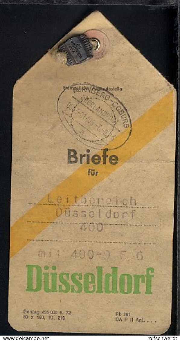 NÜRNBERG-COBURG A 0863-01/05 6.8.73 Auf Briefbeutel-Anhänger  - Sonstige & Ohne Zuordnung