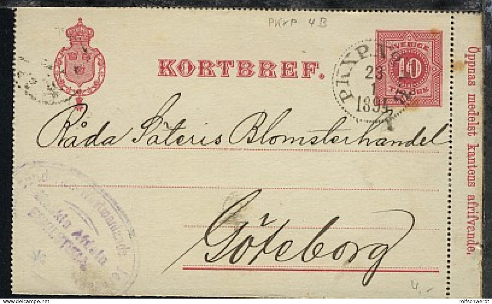 PKXP No 4B 23.1.1894 Auf Ktenbf. Nach Göteborg - Sonstige & Ohne Zuordnung